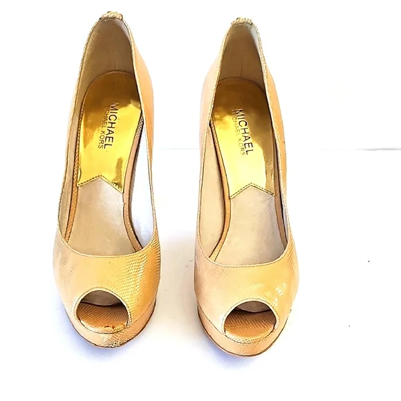 Michael Kors Tan Peep Toe Stiletto Heels - Picture 1 of 7
